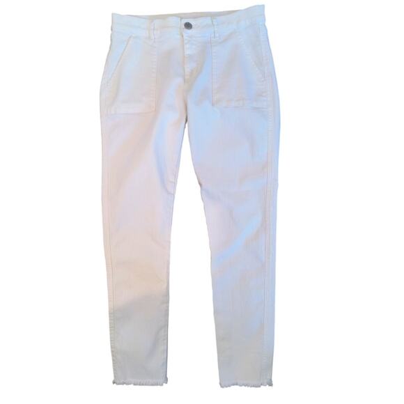 Loft Skinny Crop Jeans Women's Size 4/27 White Stretch Frayed Hi Rise - Picture 1 of 14